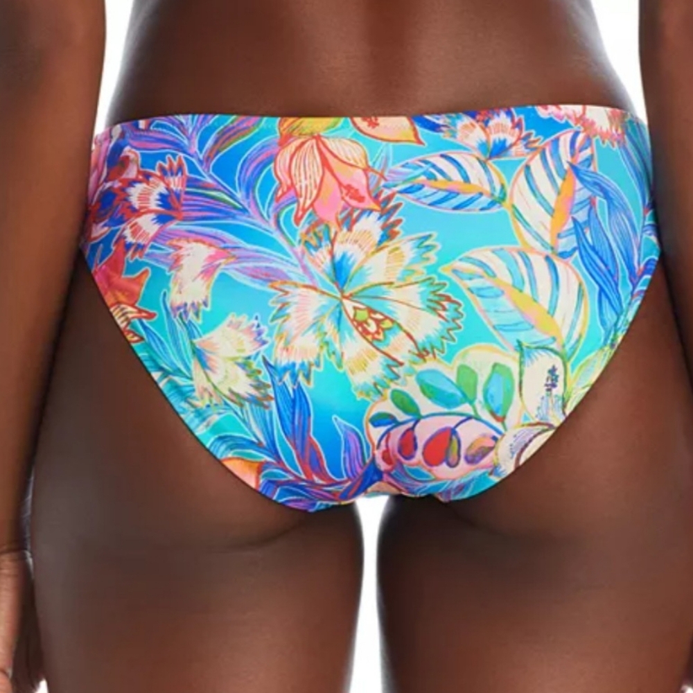 Johnny Was hipster bottom XL turquoise floral bikini Helena tropical swim new$98